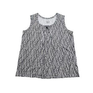 Merona Shirt Women 2XL Black White Striped Tank Top Sleeveless Scoop Neck Blouse